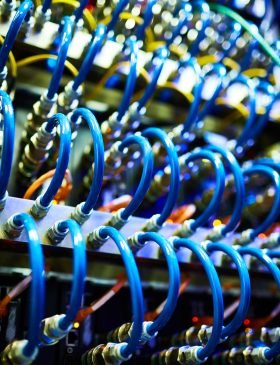 Close-up of network server switch